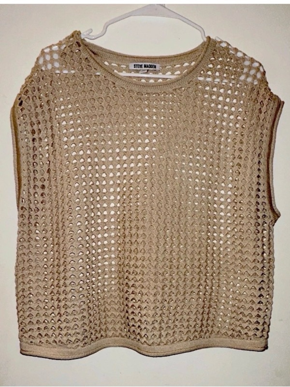 Steve Madden Neutral Beige Open-Weave Sleeveless tank & skirt bundle
